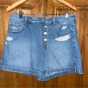 Blue Denim Button-Up Skirt